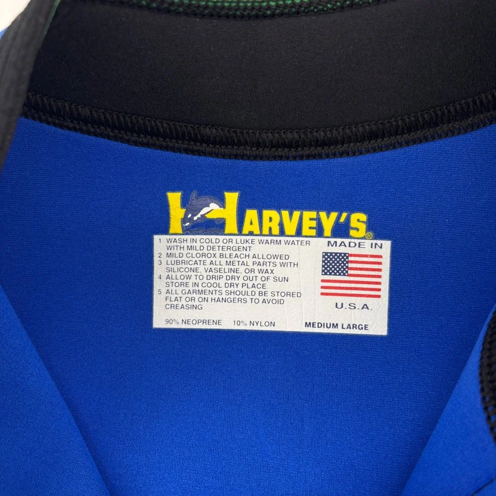 Harvey's Mens Shorty Wetsuit Med/Large Black Blue Neoprene USA Made Watersports